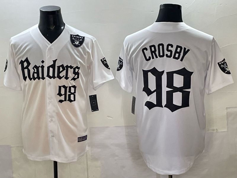 Men 2025 Oakland Raiders #98 Crosby white 6th generation Joint Name Nike Limited NFL Jersey style 07